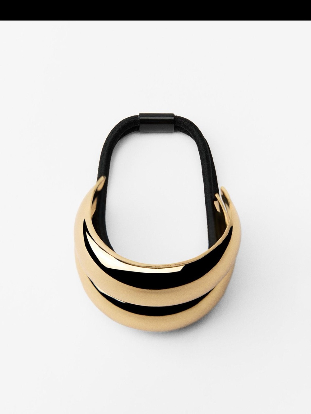 Zara Gold-Tone Layered Hair Cuff with Black Elastic